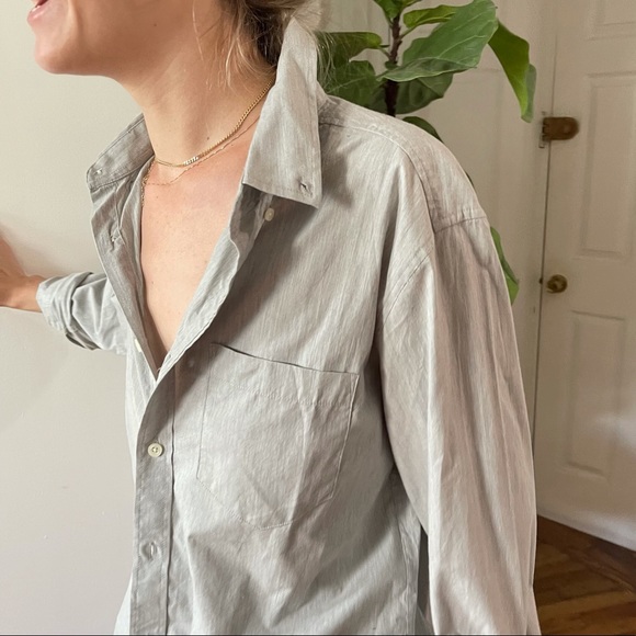 NWOT Goodfellow & Co Light Grey Long Sleeve Collared Pocket Button Down Shirt M - Picture 8 of 16